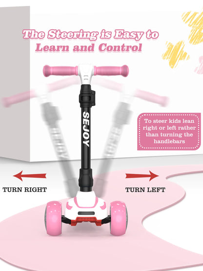 Kick Scooter for Kids with 3 Light Up Wheels and Adjustable