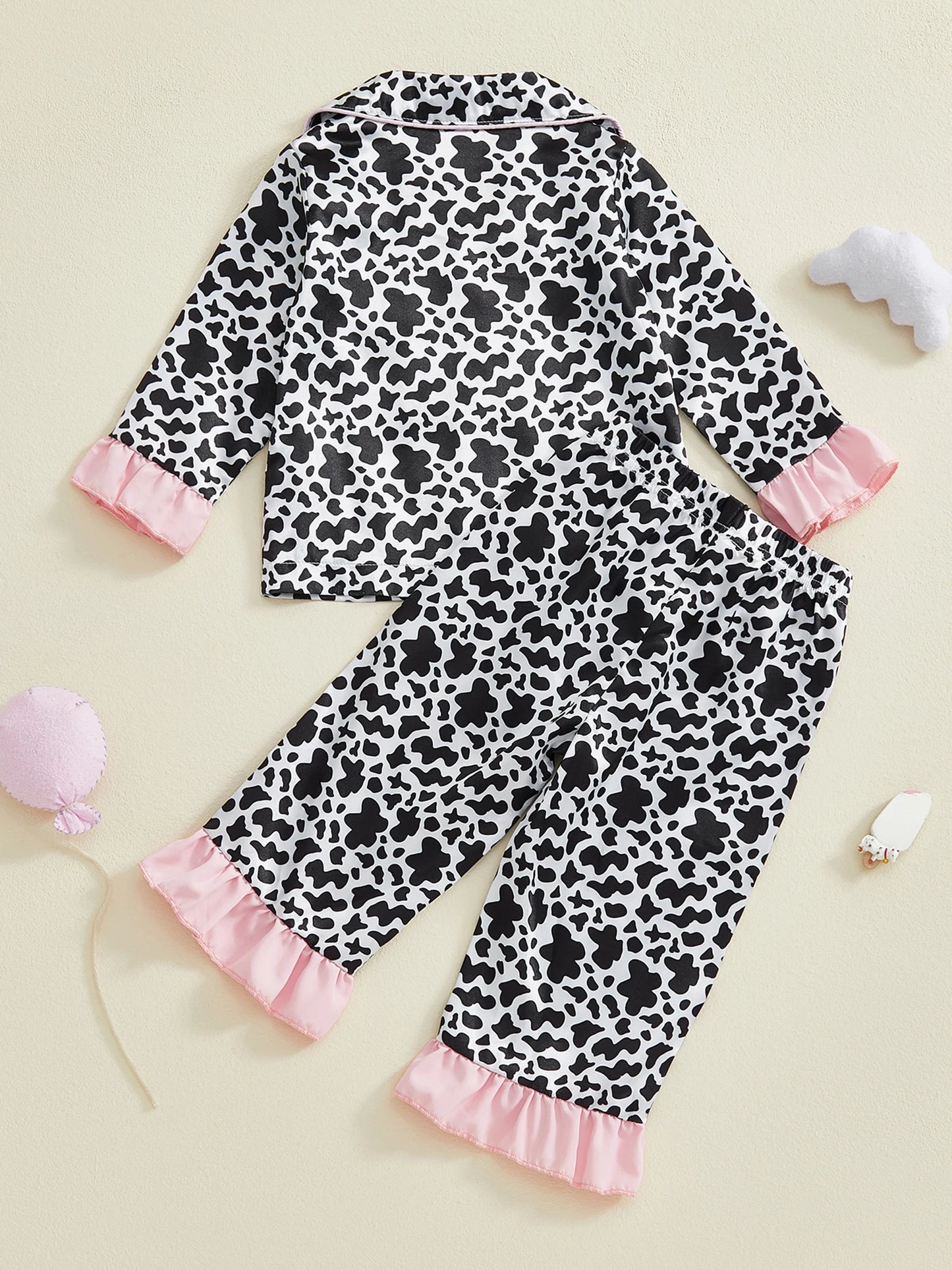 Adorable Infant Girl Pink Bunny Print Pajama Set with Bow