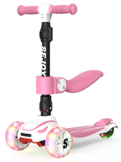 Kick Scooter for Kids with 3 Light Up Wheels and Adjustable