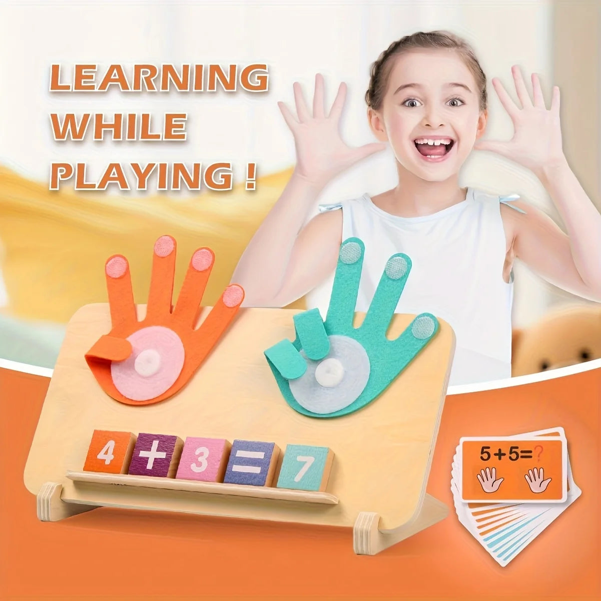 Wooden arithmetic learning board for children