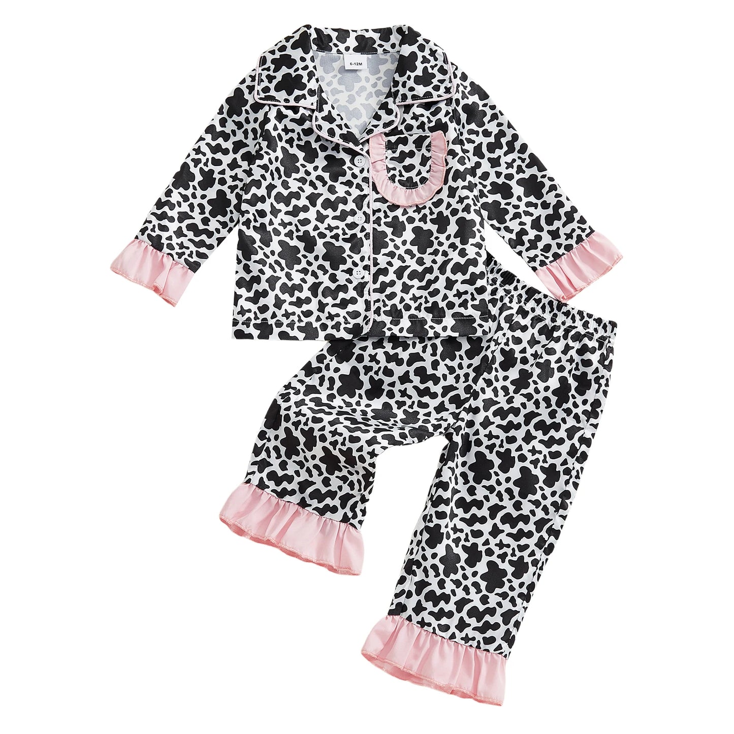Adorable Infant Girl Pink Bunny Print Pajama Set with Bow
