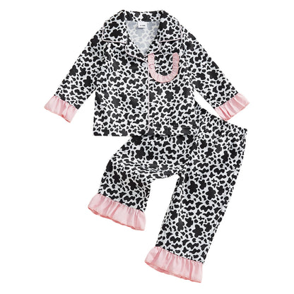 Adorable Infant Girl Pink Bunny Print Pajama Set with Bow