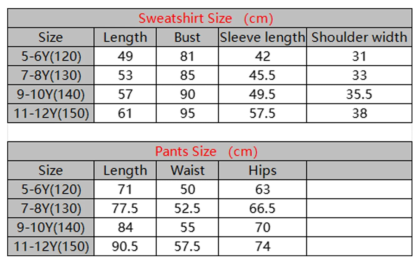 2PCS Girls Sweatshirt pants