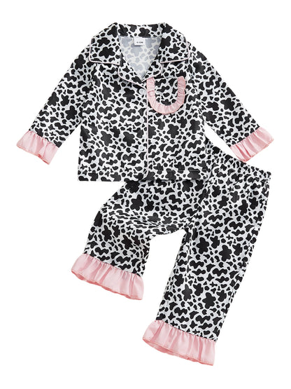 Adorable Infant Girl Pink Bunny Print Pajama Set with Bow