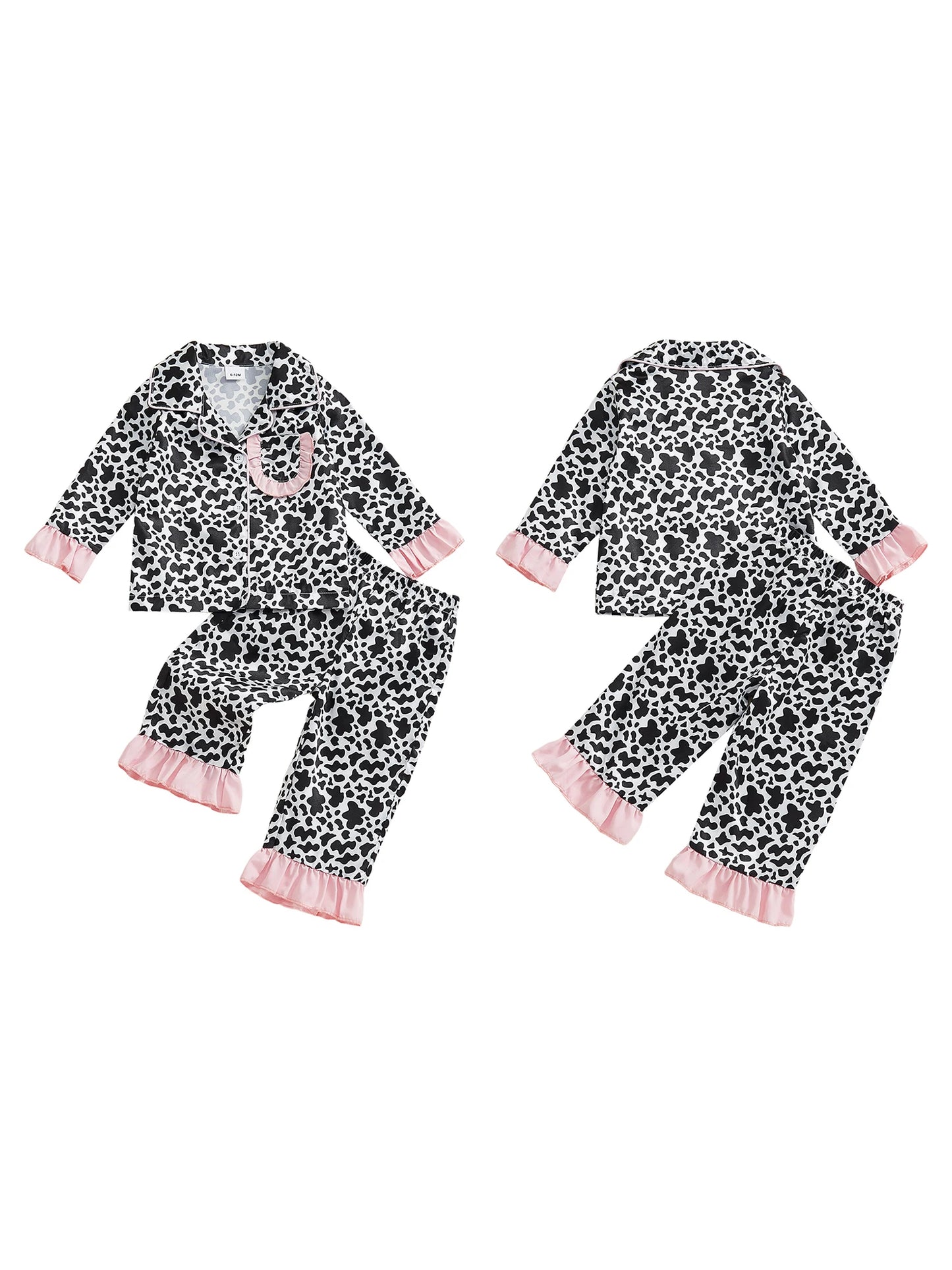 Adorable Infant Girl Pink Bunny Print Pajama Set with Bow