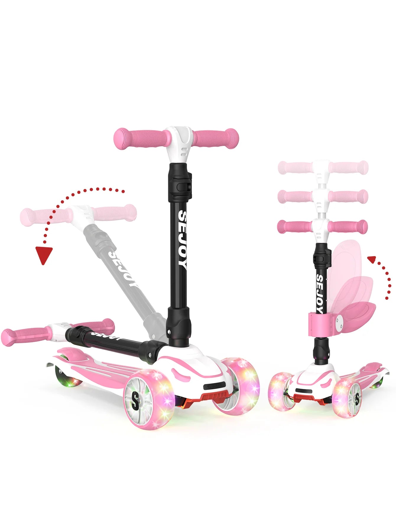 Kick Scooter for Kids with 3 Light Up Wheels and Adjustable